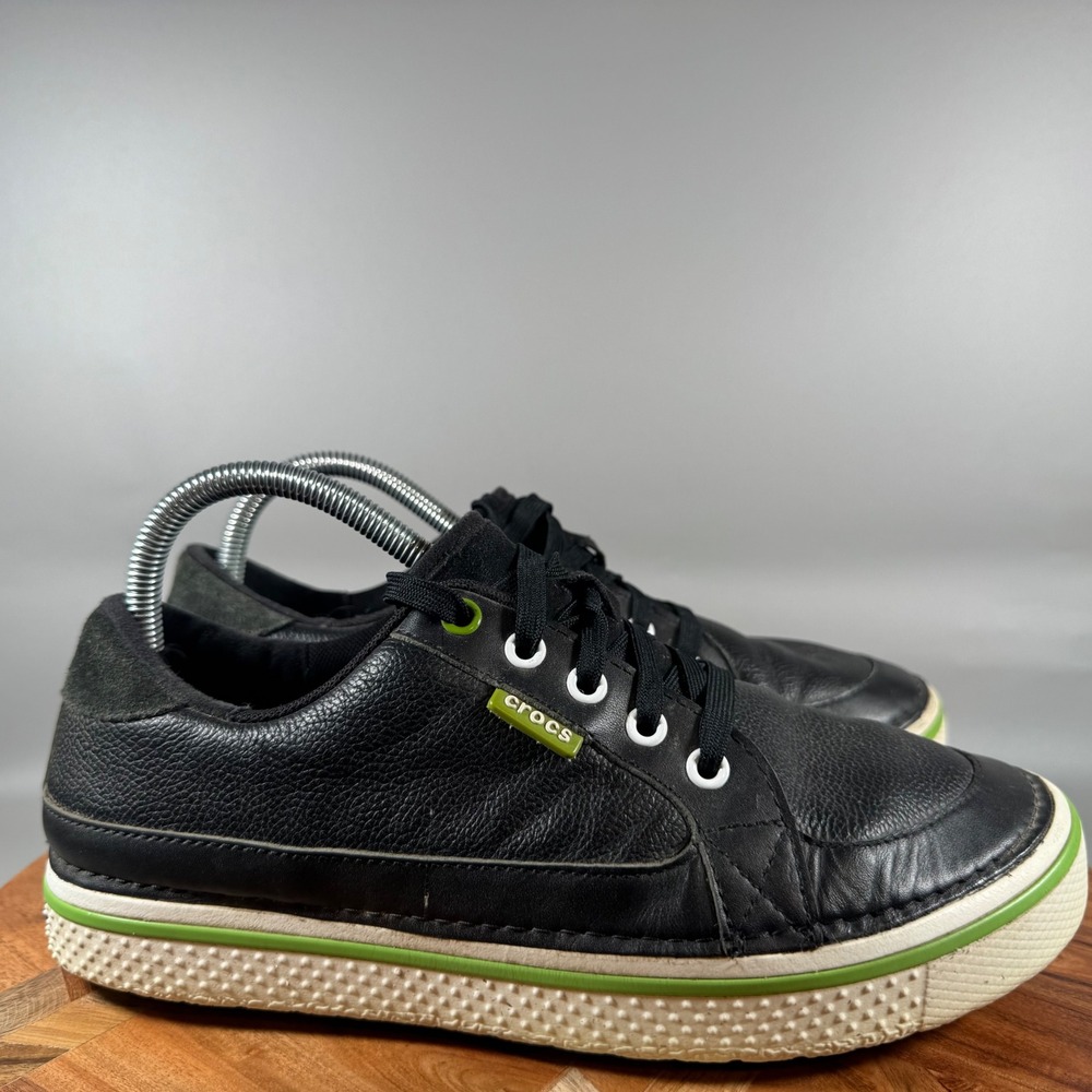 Crocs Bradyn Mens Golf Shoes Black Leather Spikeless Art 18977 Size 8